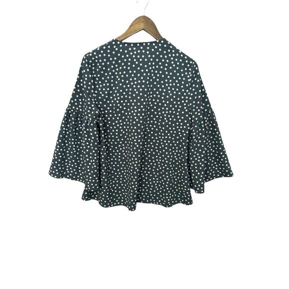 Boden Delia Top Women’s Size 8 Black Pink Polka Dot Bell Sleeve Blouse - Picture 2 of 11